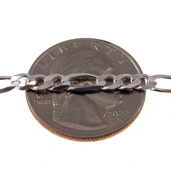 4MM Solid 925 Sterling Silver Italian Figaro Chain Necklace, Unisex Men or Women - Picture 2 of 4
